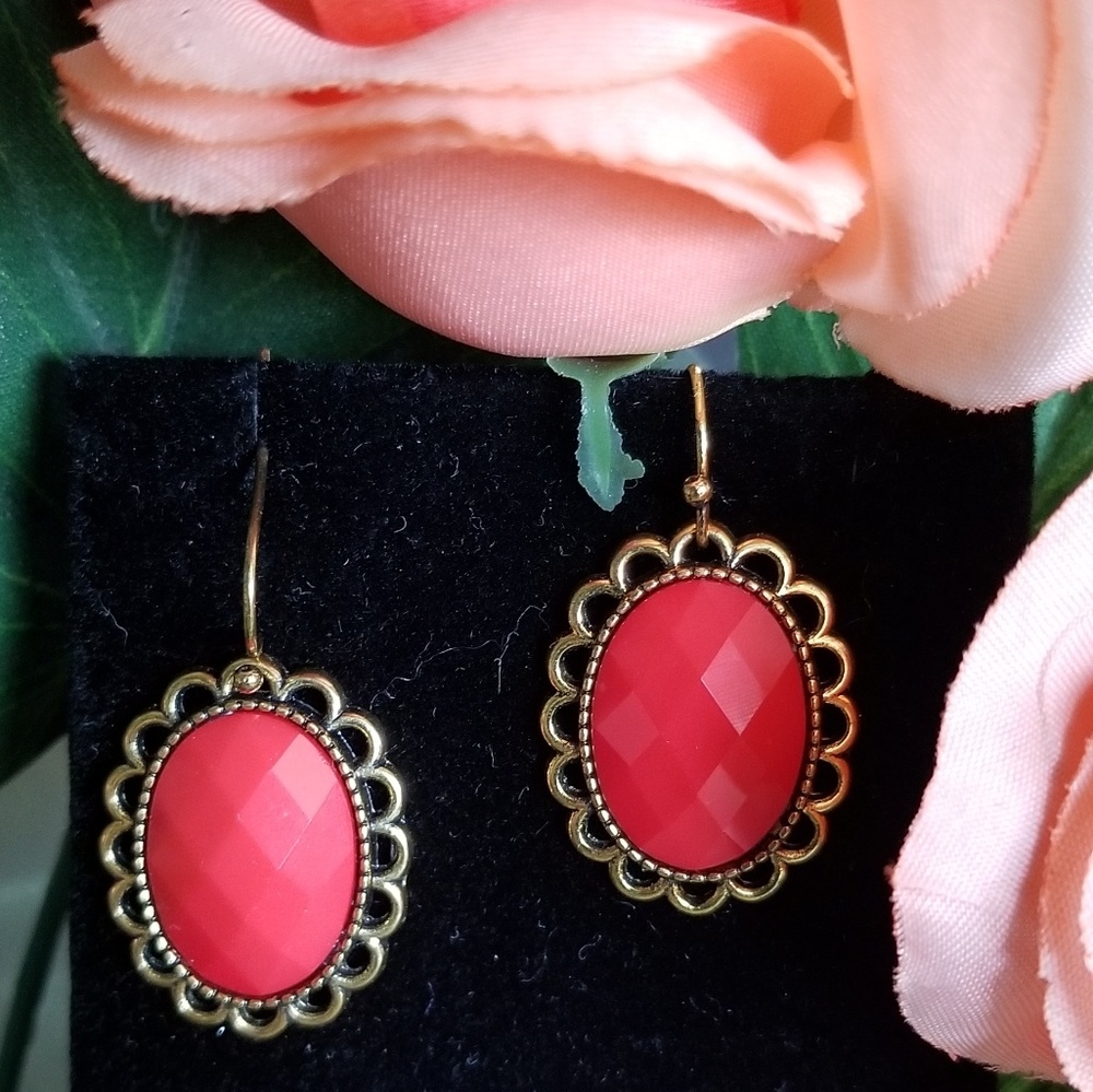 Orange Teardrop Earrings #110